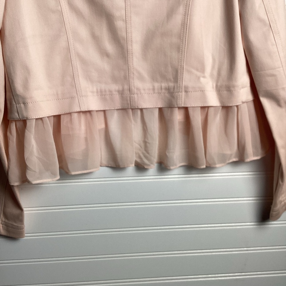 White House Black Market Cropped Jacket Women Size 6 Pink Sheer At Bottom - Picture 5 of 8